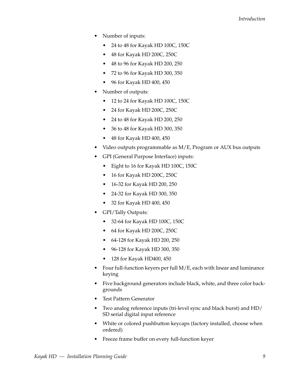 Grass Valley Kayak HD Installation Planning Guide v.6.9.4 Jun 02 2011 User Manual | Page 9 / 58