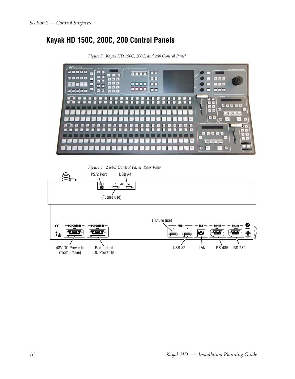 Kayak hd 150c, 200c, 200 control panels | Grass Valley Kayak HD Installation Planning Guide v.6.9.4 Oct 15 2008 User Manual | Page 20 / 60