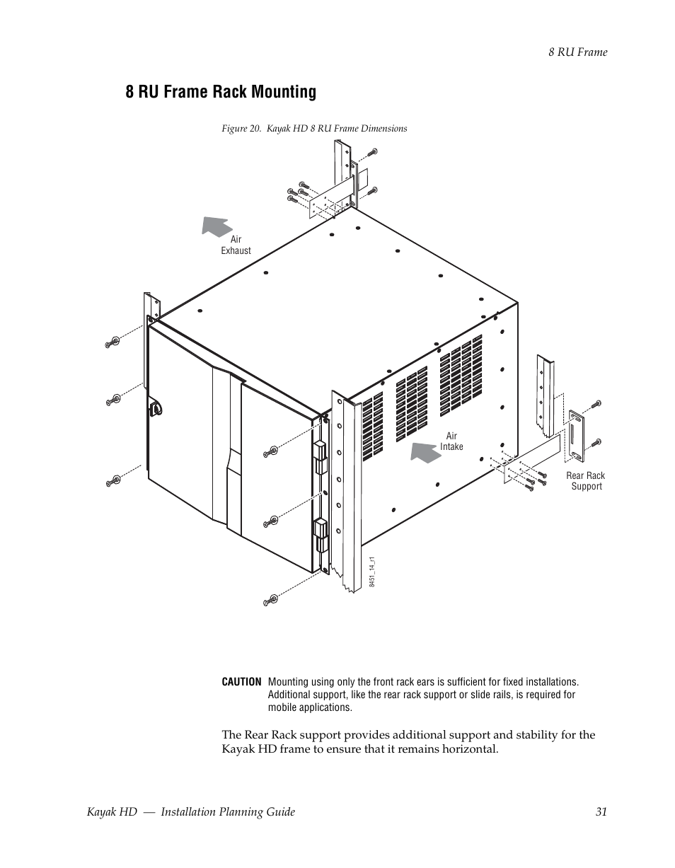 8 ru frame rack mounting | Grass Valley Kayak HD Installation Planning Guide v.6.9.4 Oct 15 2008 User Manual | Page 35 / 60