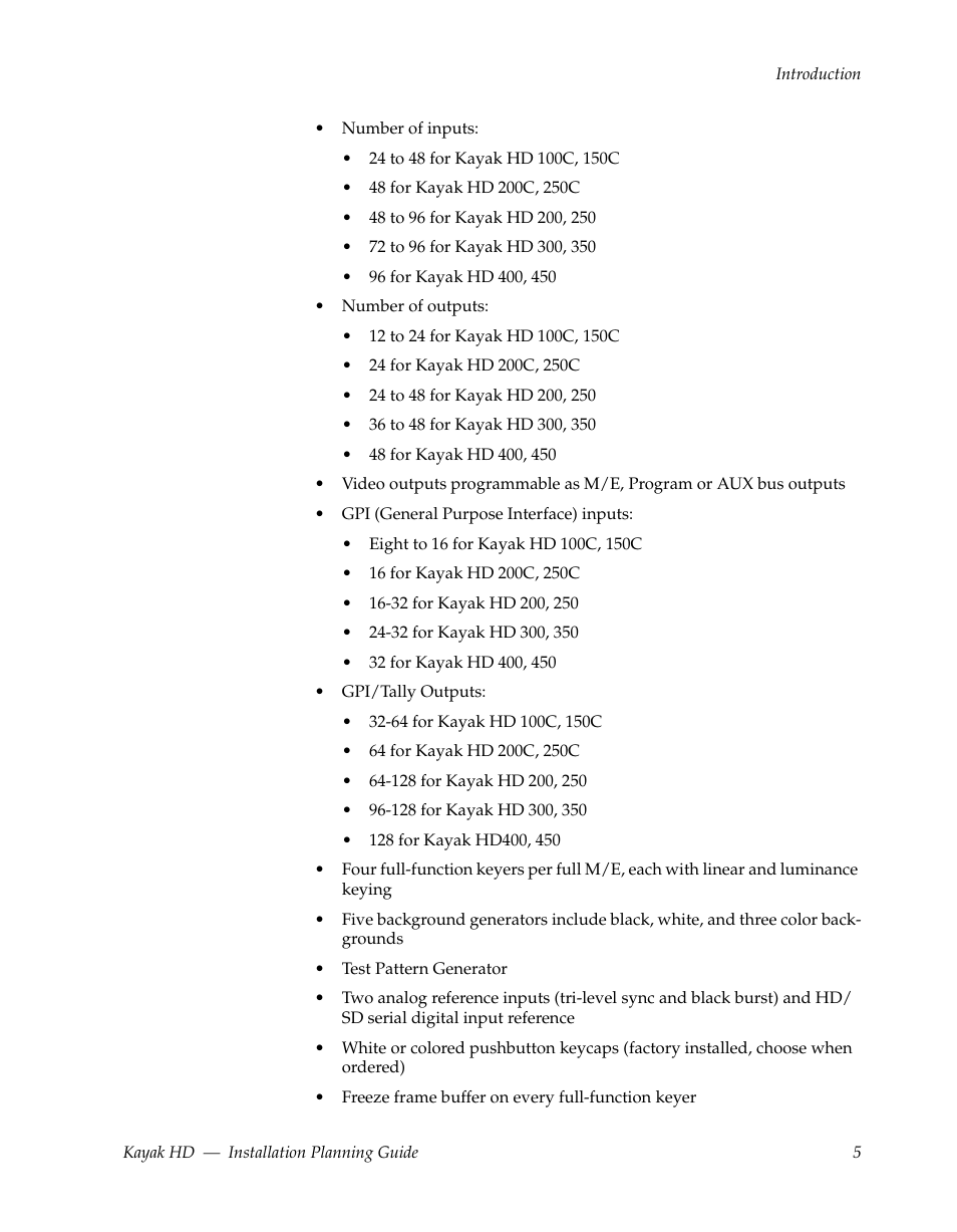 Grass Valley Kayak HD Installation Planning Guide v.6.9.4 Oct 15 2008 User Manual | Page 9 / 60