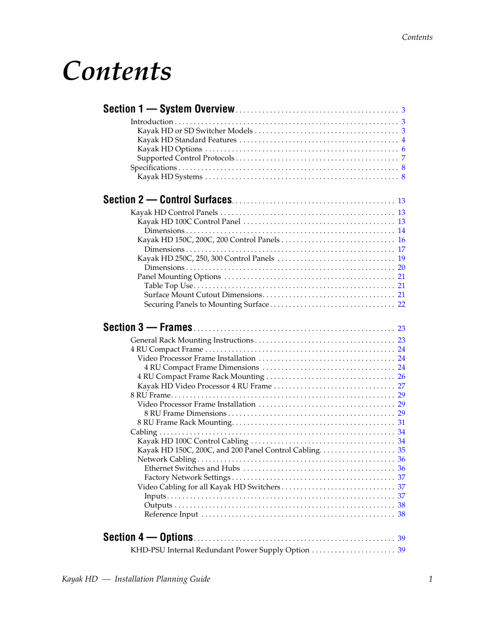 Grass Valley Kayak HD Installation Planning Guide v.6.9.2 User Manual | Page 5 / 60