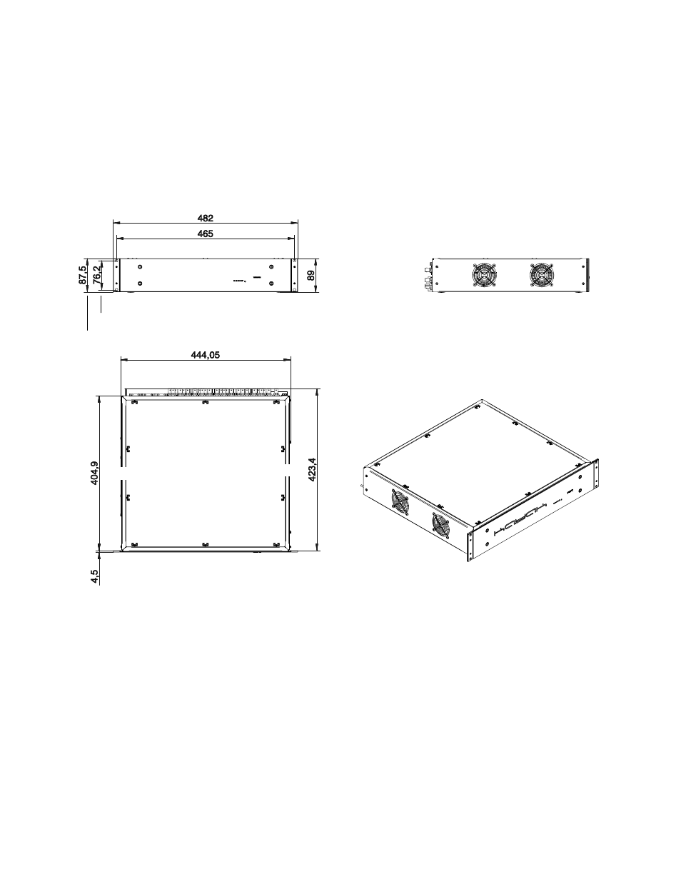 Mounting the processor frame, Video processor frame measurements, Ounting the | Rocessor, Rame, Figure 6, Kayakdd-1 video processor frame dimensions, 2 mounting the processor frame, 1 video processor frame measurements | Grass Valley KayakDD-1 Installation User Manual | Page 36 / 90