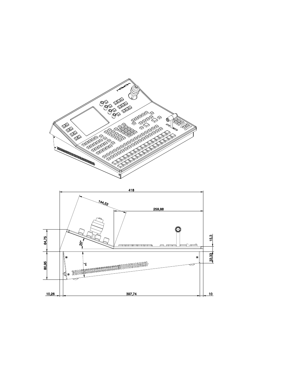 Mounting the control panel, Control panel measurements, Ounting the | Ontrol, Anel, Figure 8, Kayakdd-1 control panel measurements 1 of 2, 3 mounting the control panel, 1 control panel measurements | Grass Valley KayakDD-1 Installation User Manual | Page 39 / 90