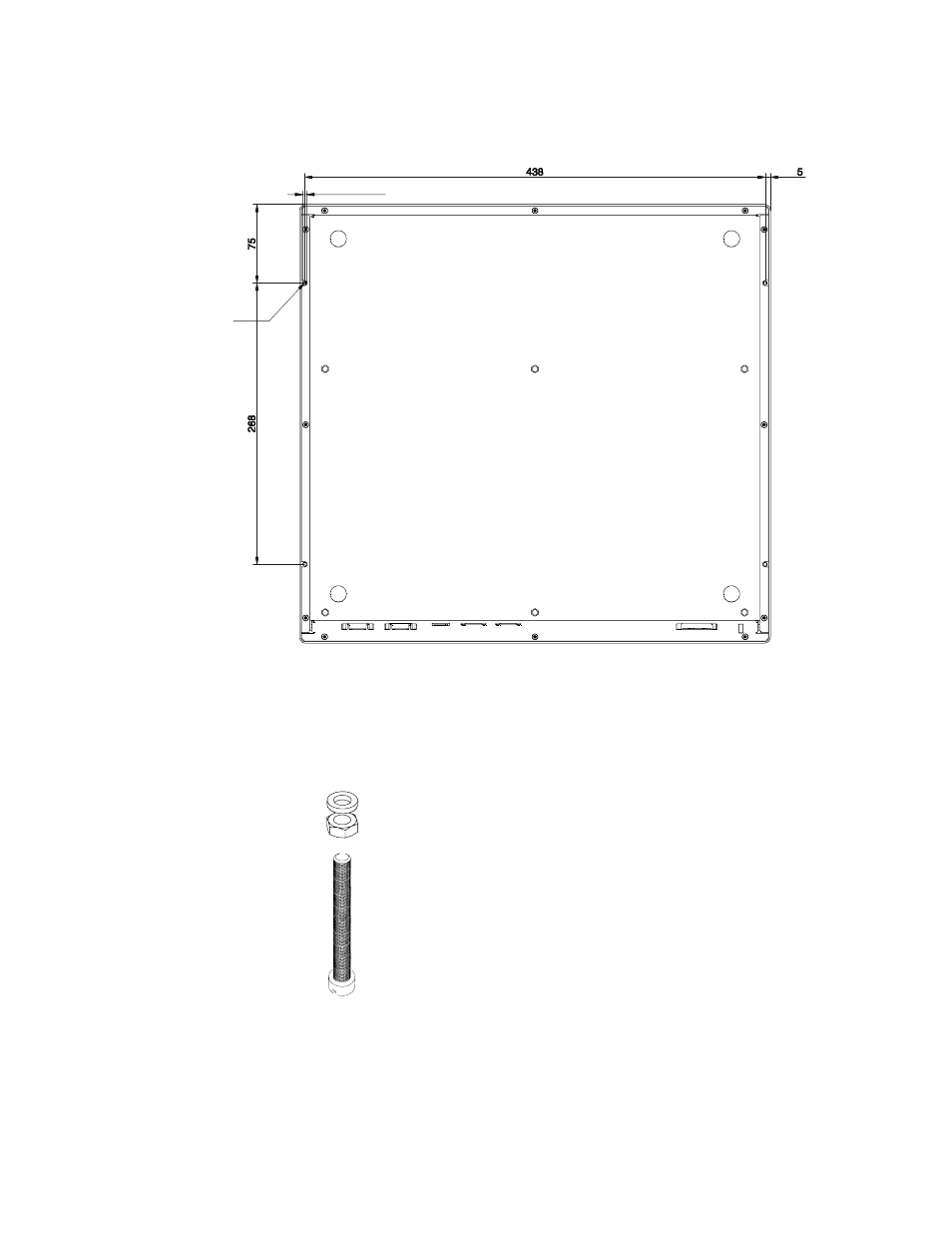 Figure 11, Bottom view, measurements of the mounting points, Figure 12 | Panel fastening procedure | Grass Valley KayakDD-1 Installation User Manual | Page 42 / 90