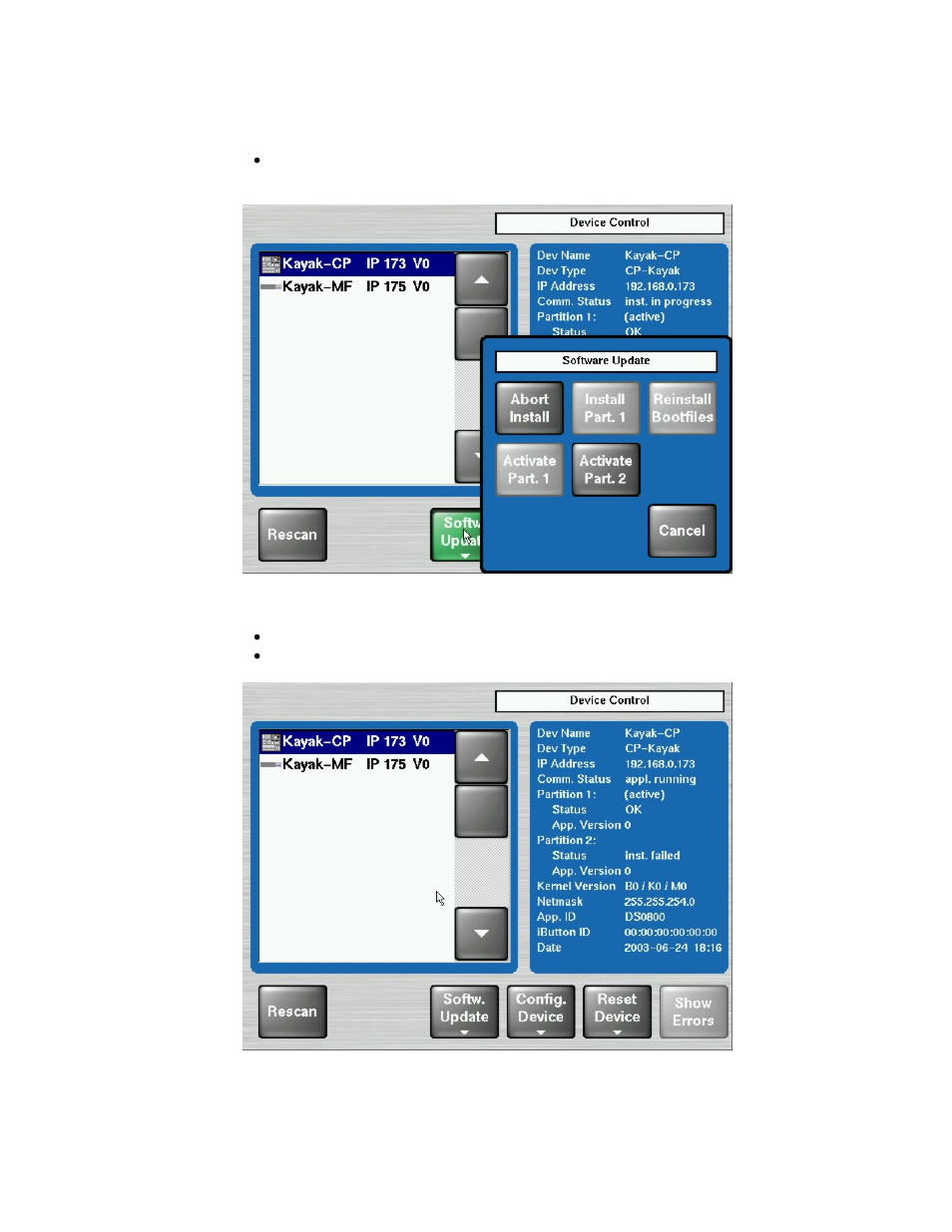 Figure 23, Cancel installation procedure, Figure 24 | Device control installation status | Grass Valley KayakDD-1 Installation User Manual | Page 65 / 90