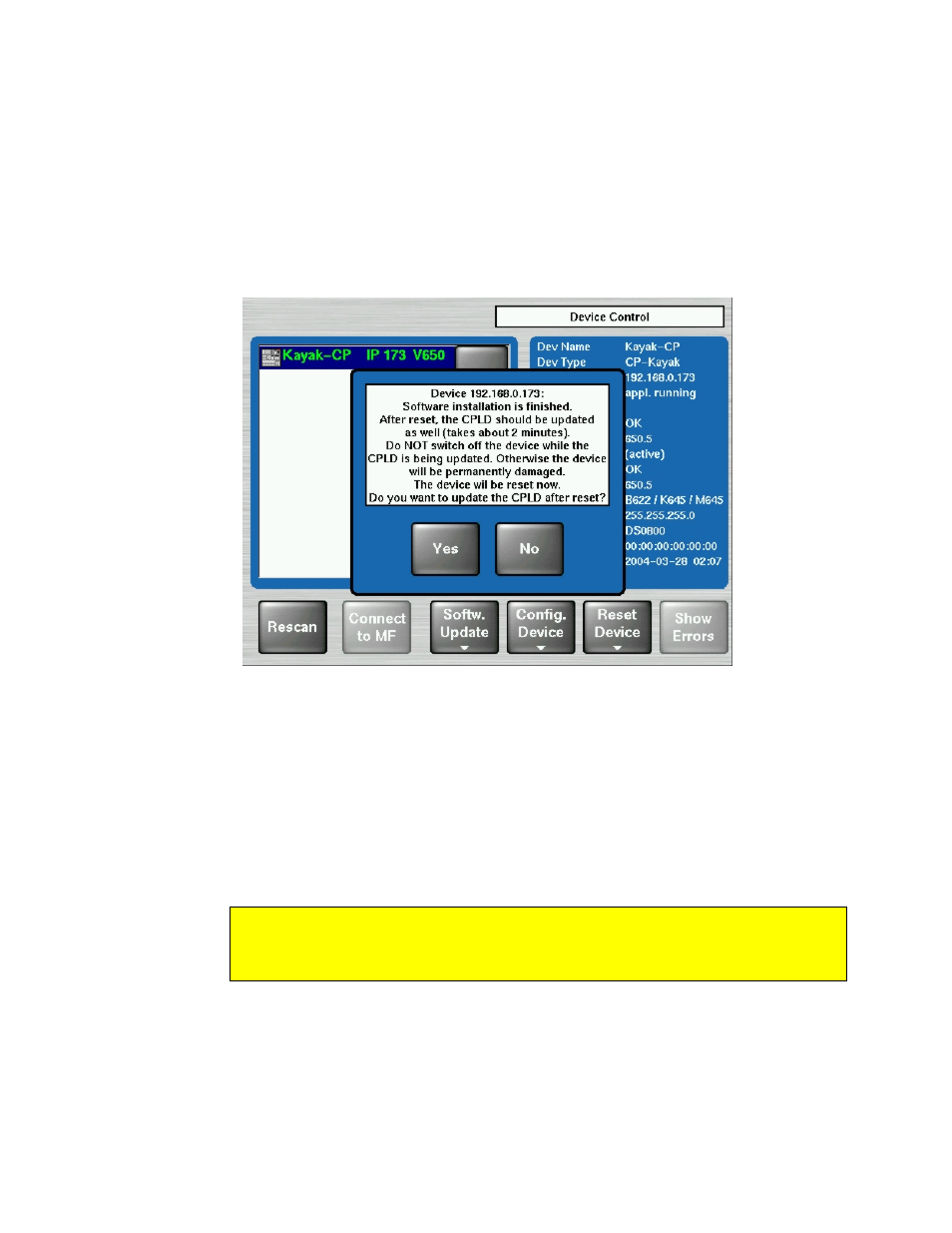 Updating the cpld firmware, Figure 26, Cpld update | Grass Valley KayakDD-1 Installation User Manual | Page 67 / 90