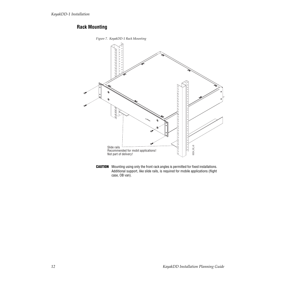 Rack mounting | Grass Valley KayakDD Installation Planning Guide User Manual | Page 12 / 28