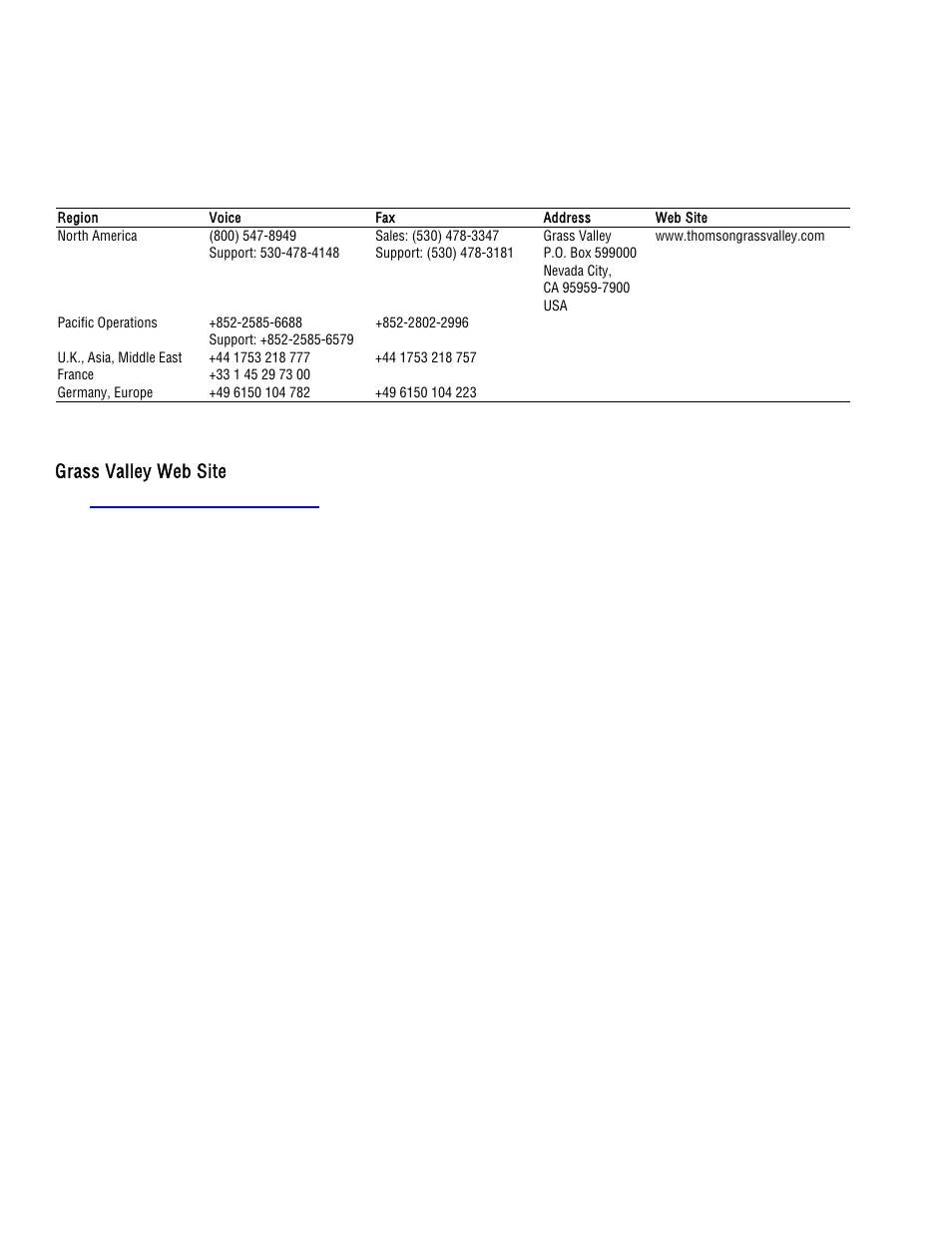 Contacting grass valley | Grass Valley KayakDD-2 v.6.7.1 User Manual | Page 2 / 95