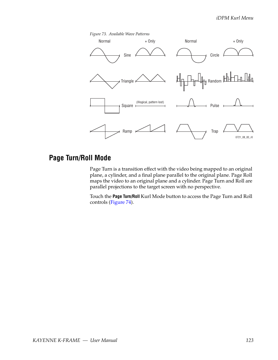 Figure 73, Page turn/roll mode | Grass Valley Kayenne K-Frame v.7.0 User Manual | Page 123 / 460