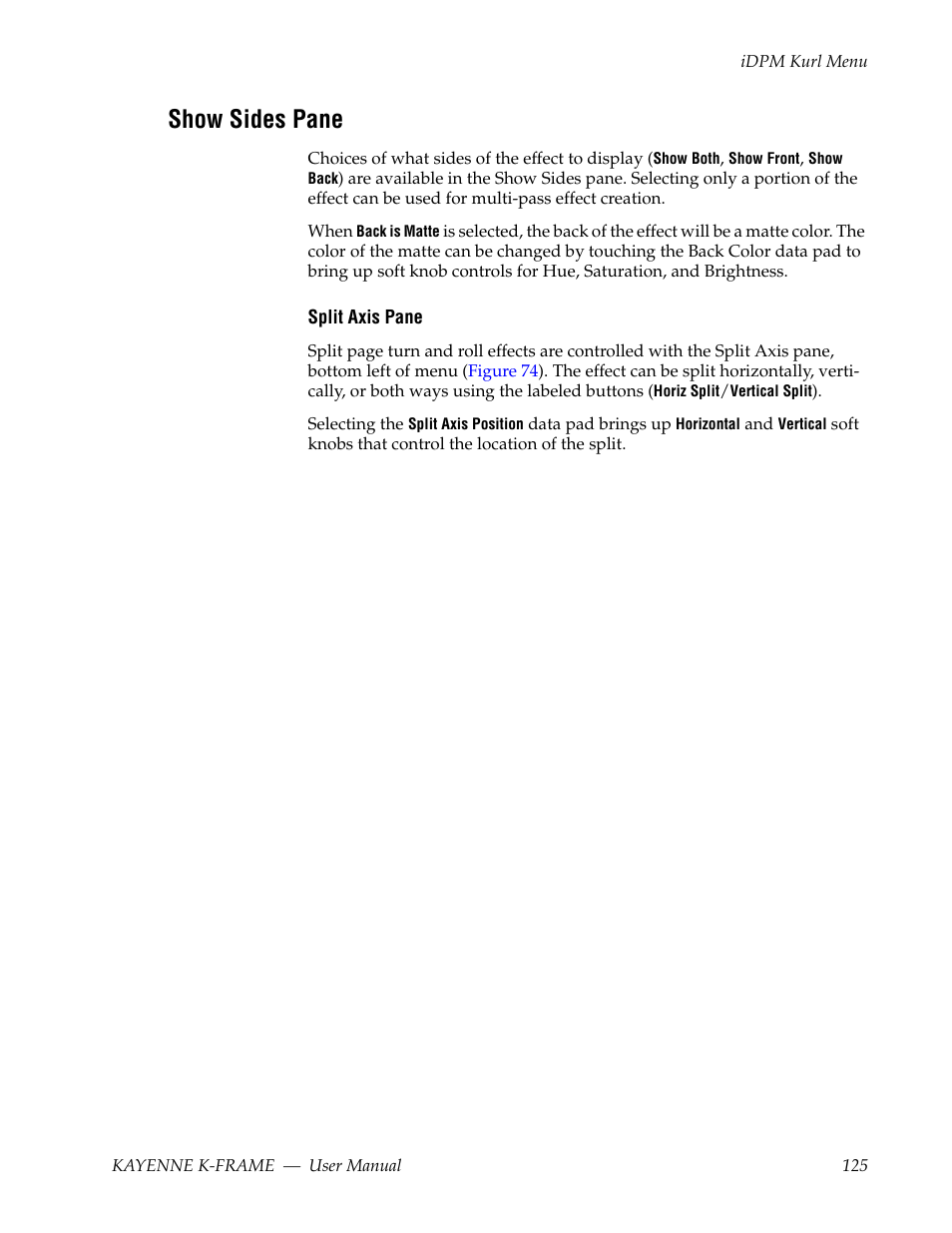 Show sides pane | Grass Valley Kayenne K-Frame v.7.0 User Manual | Page 125 / 460