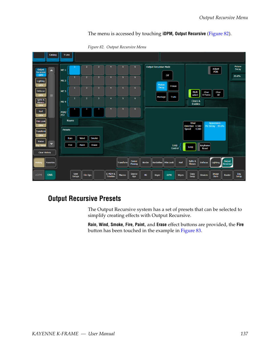 Output recursive presets | Grass Valley Kayenne K-Frame v.7.0 User Manual | Page 137 / 460