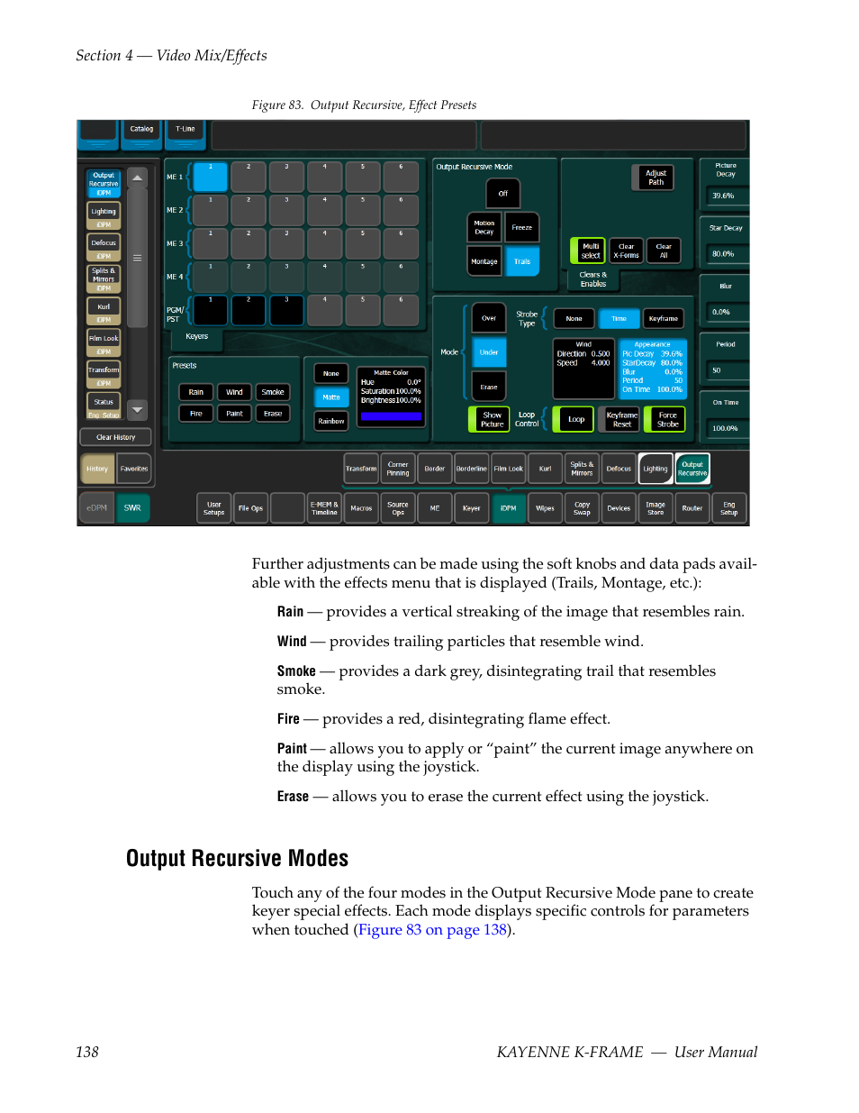 Output recursive modes, Ample in, Figure 83 | Grass Valley Kayenne K-Frame v.7.0 User Manual | Page 138 / 460