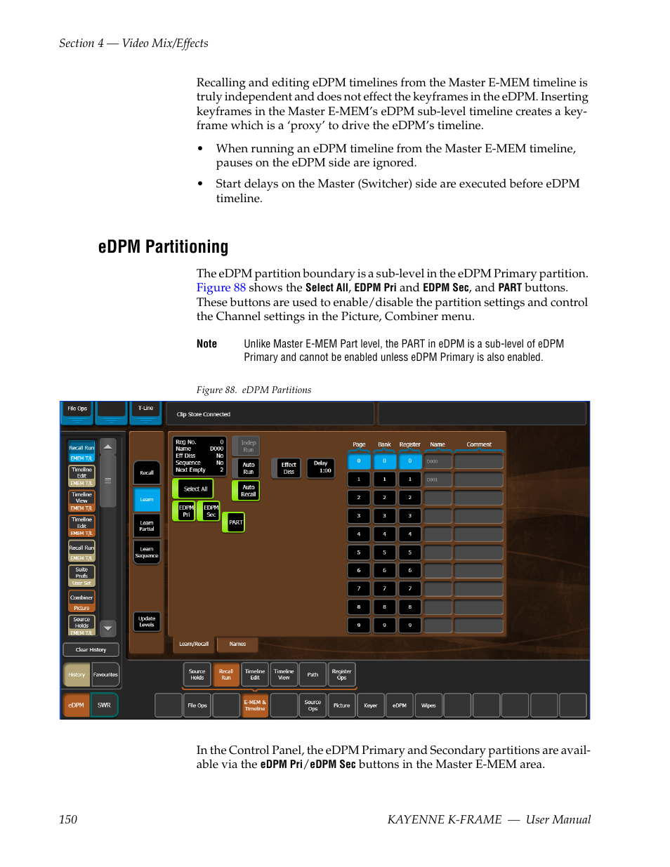 Edpm partitioning | Grass Valley Kayenne K-Frame v.7.0 User Manual | Page 150 / 460