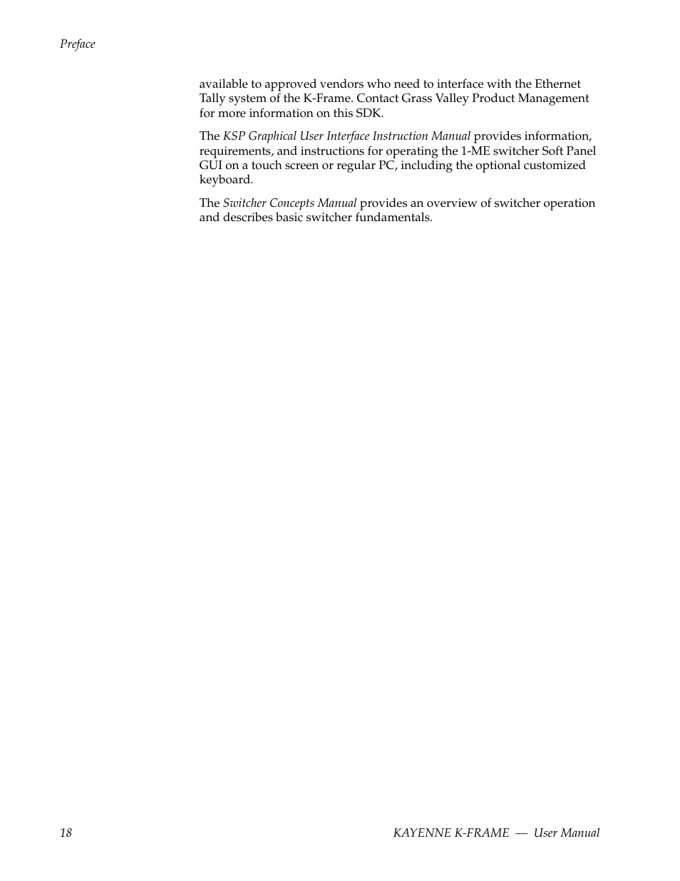 Grass Valley Kayenne K-Frame v.7.0 User Manual | Page 18 / 460