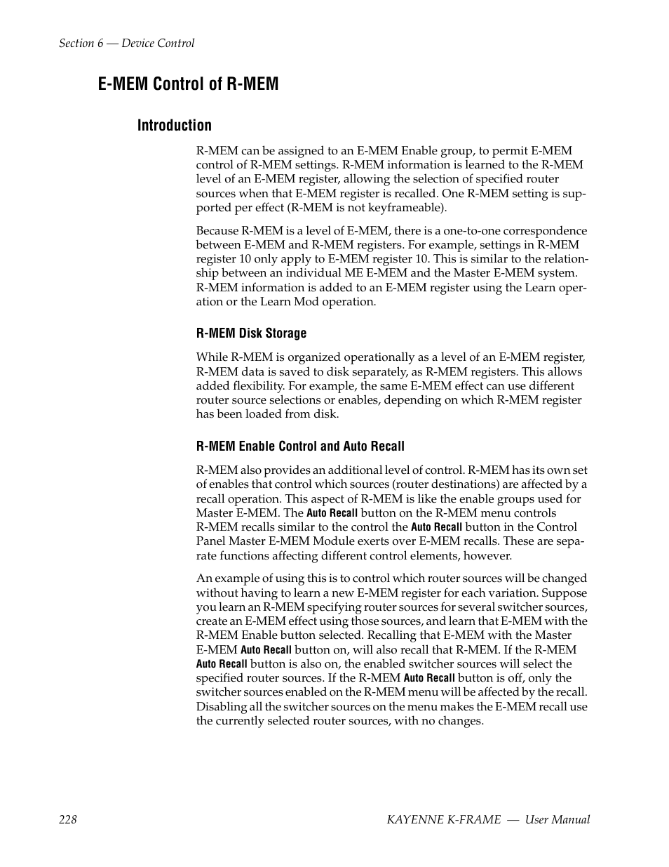 E-mem control of r-mem, Introduction | Grass Valley Kayenne K-Frame v.7.0 User Manual | Page 228 / 460