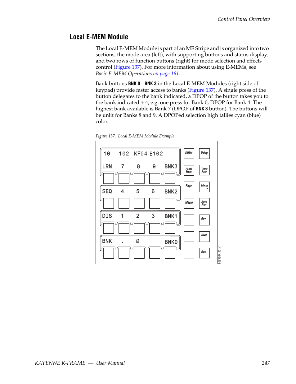 Local e-mem module | Grass Valley Kayenne K-Frame v.7.0 User Manual | Page 247 / 460
