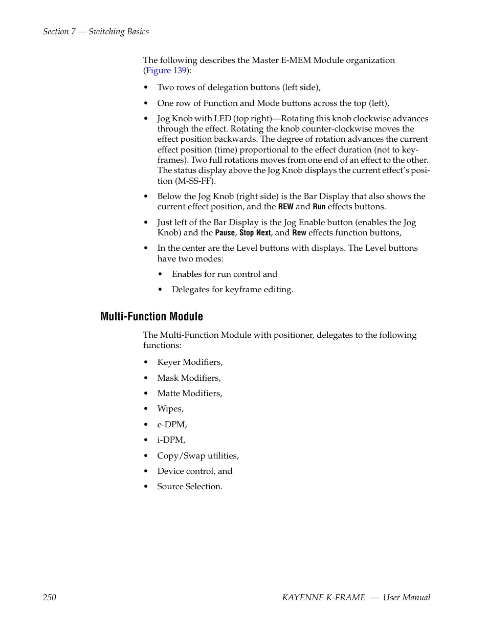 Multi-function module | Grass Valley Kayenne K-Frame v.7.0 User Manual | Page 250 / 460