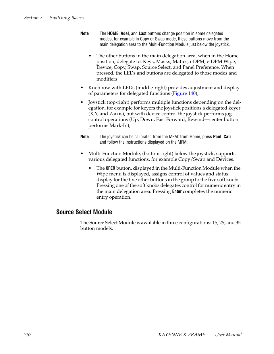 Source select module | Grass Valley Kayenne K-Frame v.7.0 User Manual | Page 252 / 460