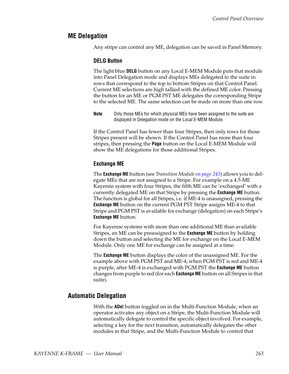 Me delegation, Automatic delegation, Exchange me | Grass Valley Kayenne K-Frame v.7.0 User Manual | Page 263 / 460