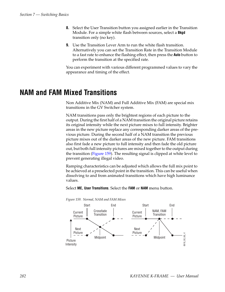 Nam and fam mixed transitions | Grass Valley Kayenne K-Frame v.7.0 User Manual | Page 282 / 460