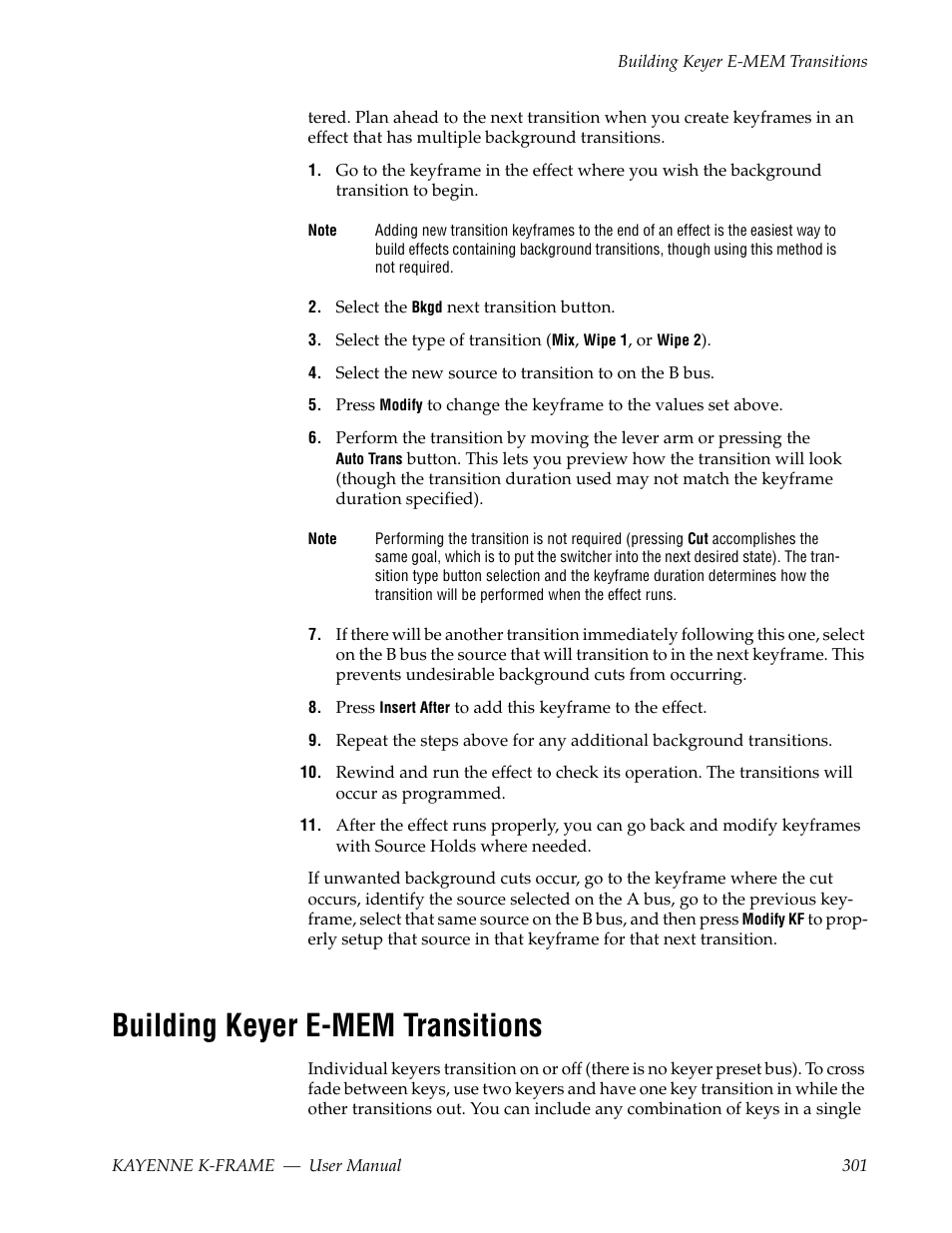 Building keyer e-mem transitions | Grass Valley Kayenne K-Frame v.7.0 User Manual | Page 301 / 460