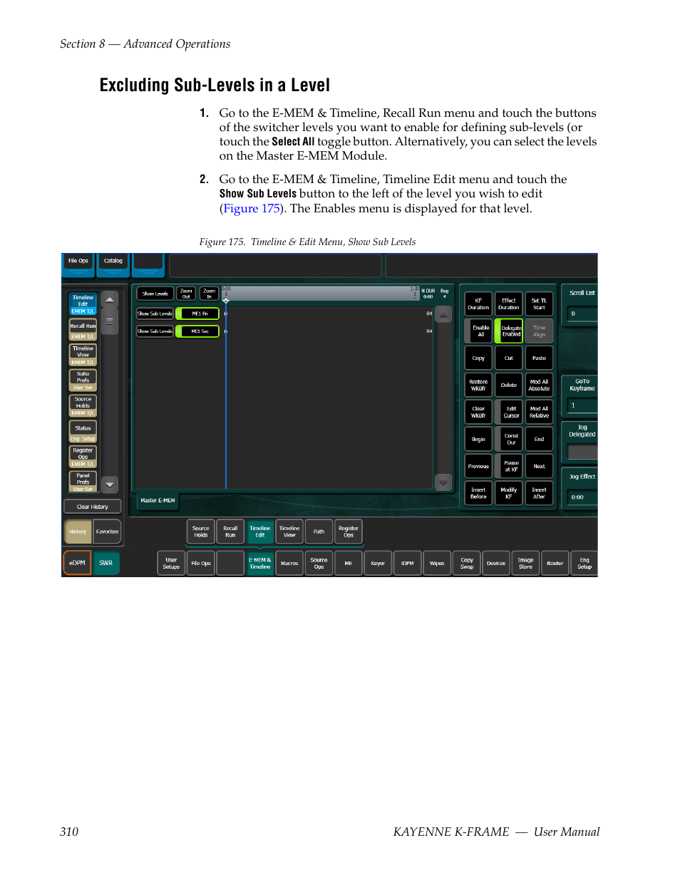 Excluding sub-levels in a level | Grass Valley Kayenne K-Frame v.7.0 User Manual | Page 310 / 460