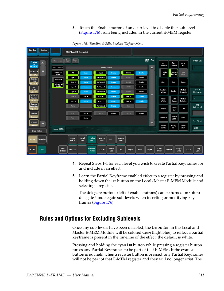 Rules and options for excluding sublevels | Grass Valley Kayenne K-Frame v.7.0 User Manual | Page 311 / 460