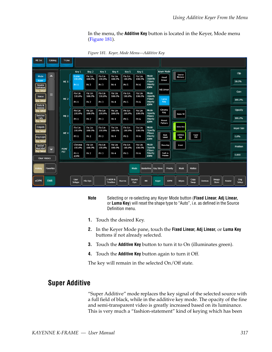 Super additive | Grass Valley Kayenne K-Frame v.7.0 User Manual | Page 317 / 460