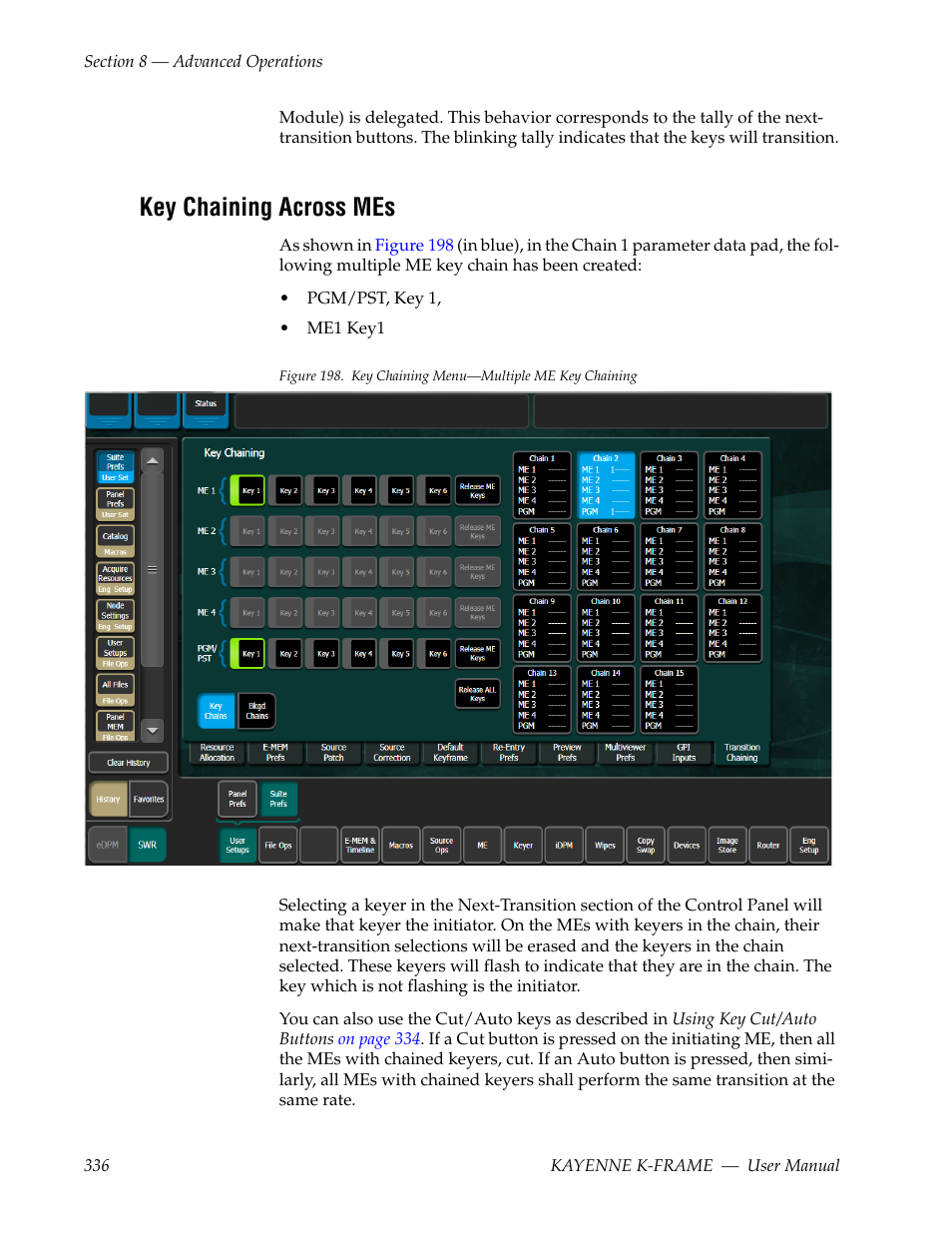 Key chaining across mes | Grass Valley Kayenne K-Frame v.7.0 User Manual | Page 336 / 460