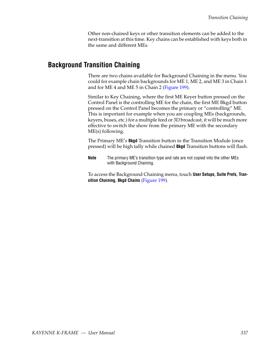 Background transition chaining | Grass Valley Kayenne K-Frame v.7.0 User Manual | Page 337 / 460