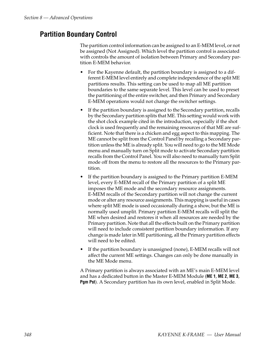 Partition boundary control | Grass Valley Kayenne K-Frame v.7.0 User Manual | Page 348 / 460