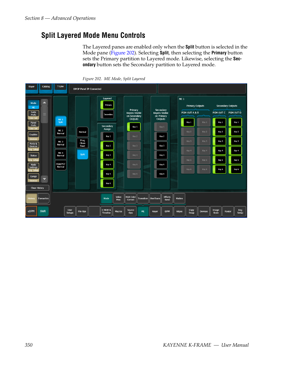Split layered mode menu controls | Grass Valley Kayenne K-Frame v.7.0 User Manual | Page 350 / 460