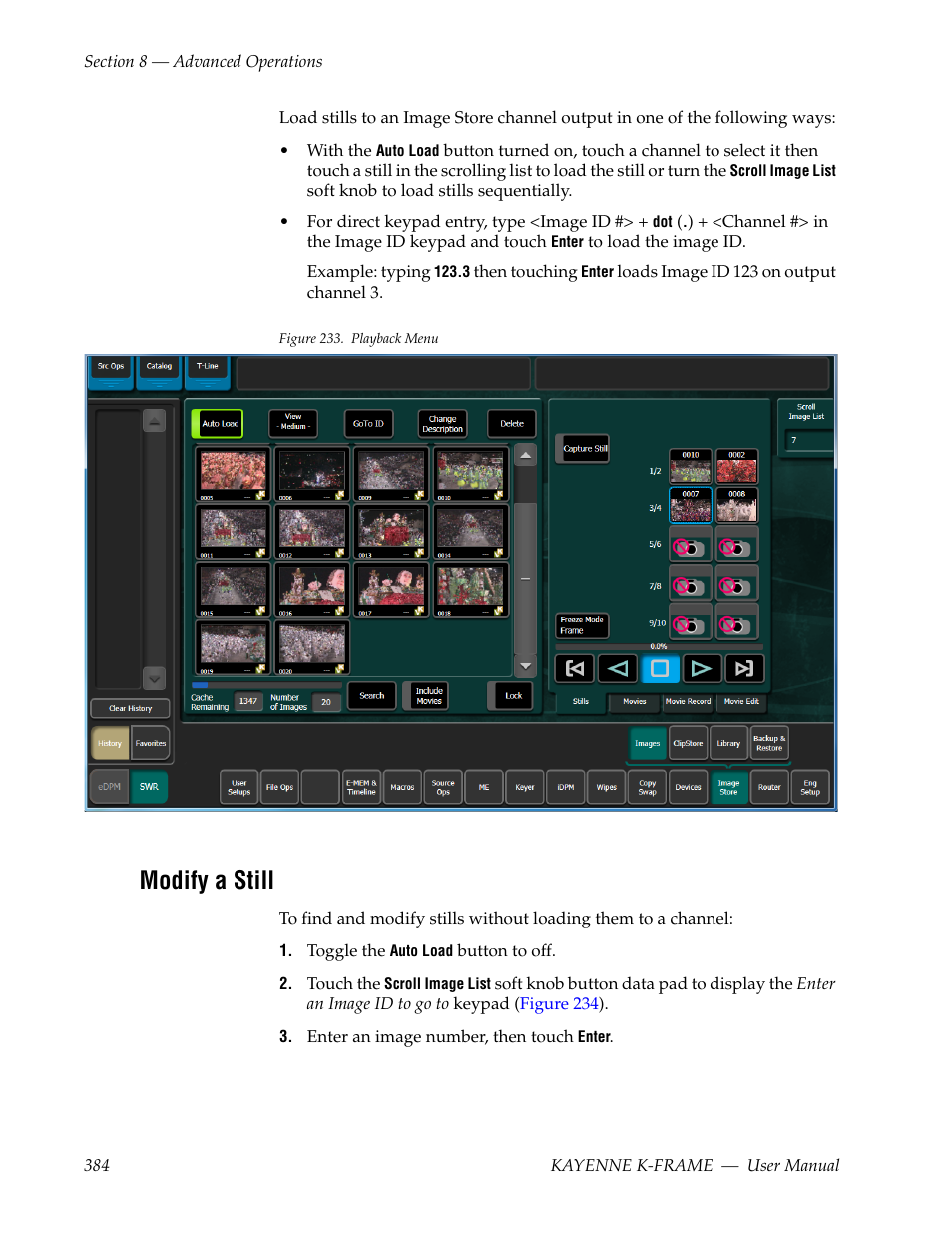 Modify a still | Grass Valley Kayenne K-Frame v.7.0 User Manual | Page 384 / 460