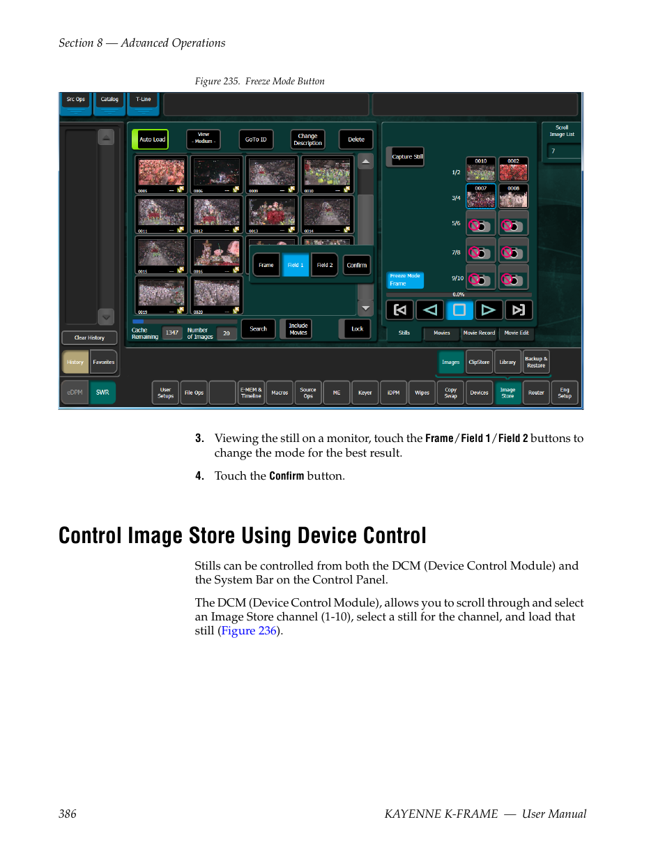 Control image store using device control | Grass Valley Kayenne K-Frame v.7.0 User Manual | Page 386 / 460