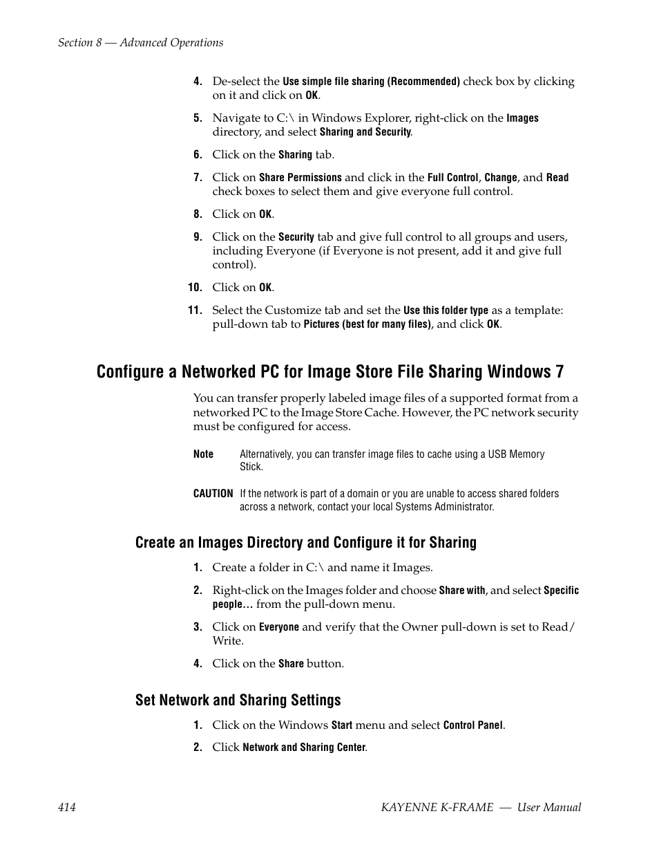 Set network and sharing settings | Grass Valley Kayenne K-Frame v.7.0 User Manual | Page 414 / 460