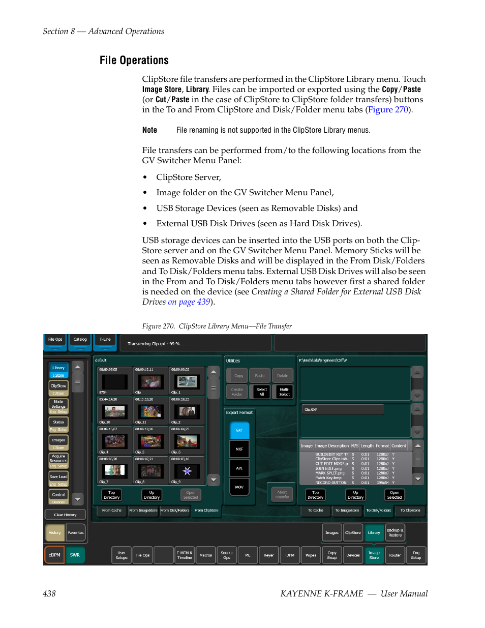 File operations | Grass Valley Kayenne K-Frame v.7.0 User Manual | Page 438 / 460