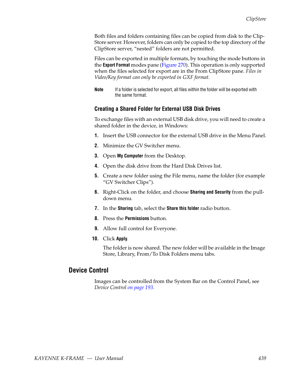 Device control | Grass Valley Kayenne K-Frame v.7.0 User Manual | Page 439 / 460
