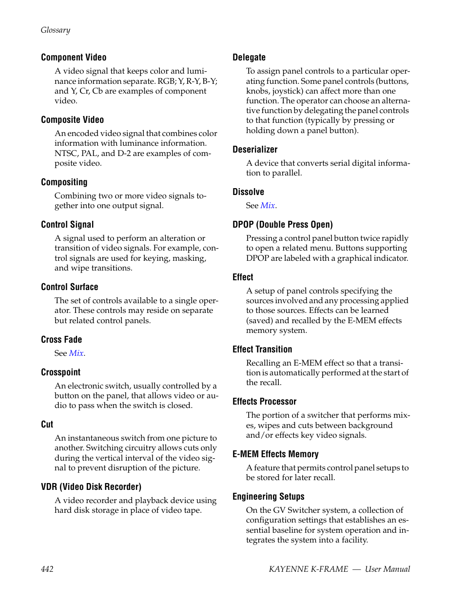 Grass Valley Kayenne K-Frame v.7.0 User Manual | Page 442 / 460