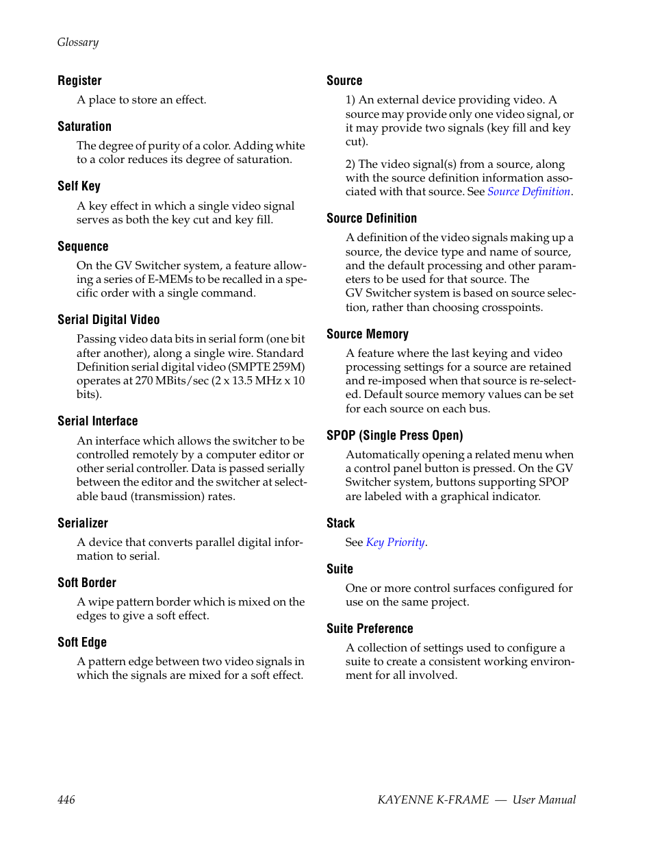 Suite preference | Grass Valley Kayenne K-Frame v.7.0 User Manual | Page 446 / 460