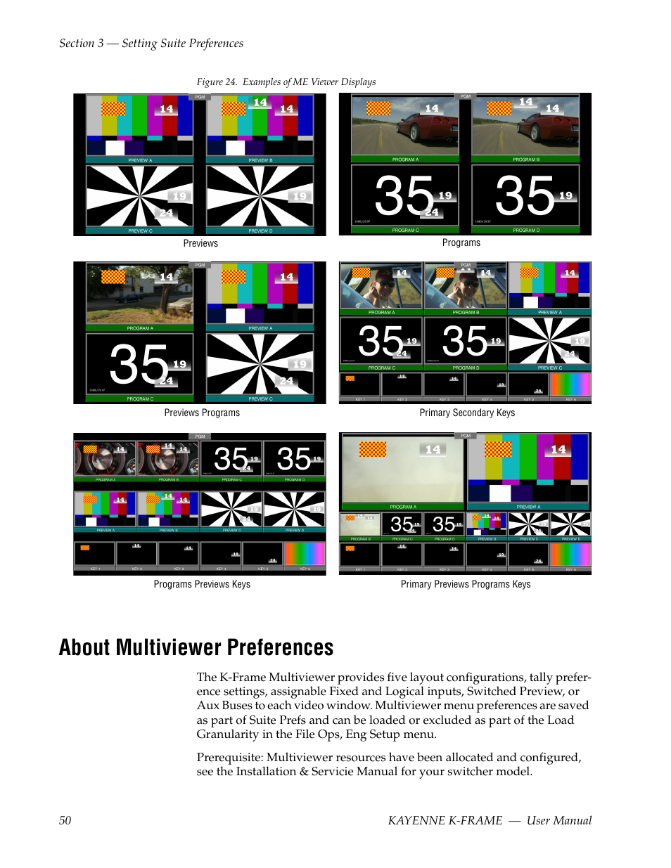 About multiviewer preferences | Grass Valley Kayenne K-Frame v.7.0 User Manual | Page 50 / 460