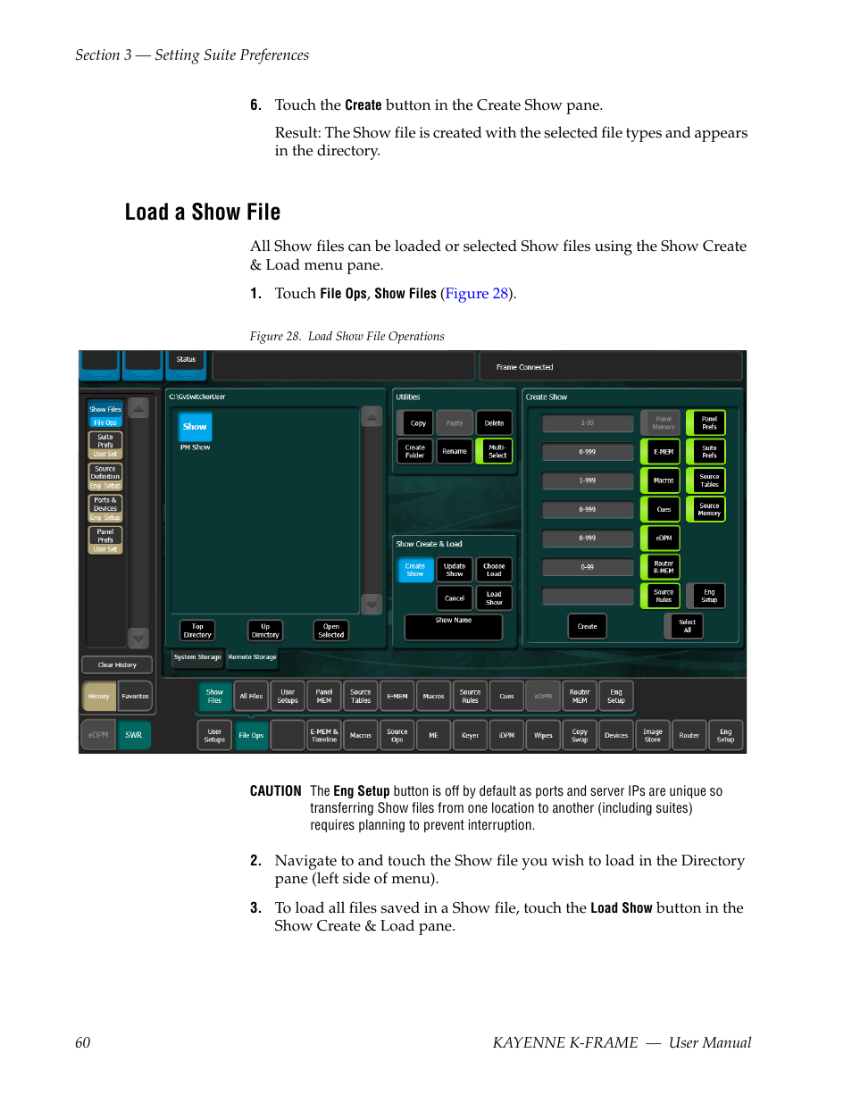 Load a show file | Grass Valley Kayenne K-Frame v.7.0 User Manual | Page 60 / 460