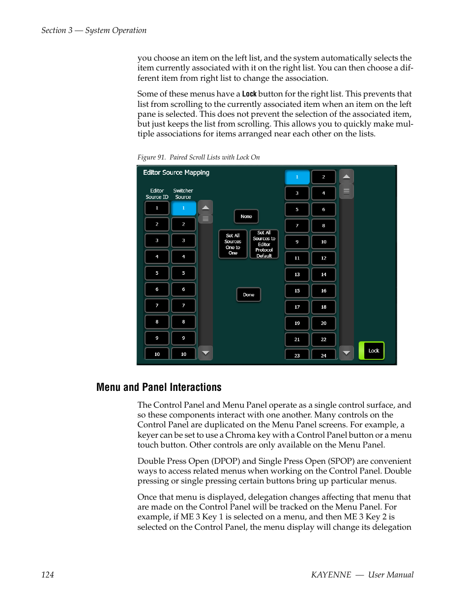 Menu and panel interactions, Figure 91 | Grass Valley Kayenne v.3.0 User Manual | Page 124 / 480