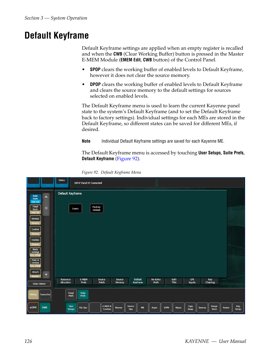Default keyframe | Grass Valley Kayenne v.3.0 User Manual | Page 126 / 480