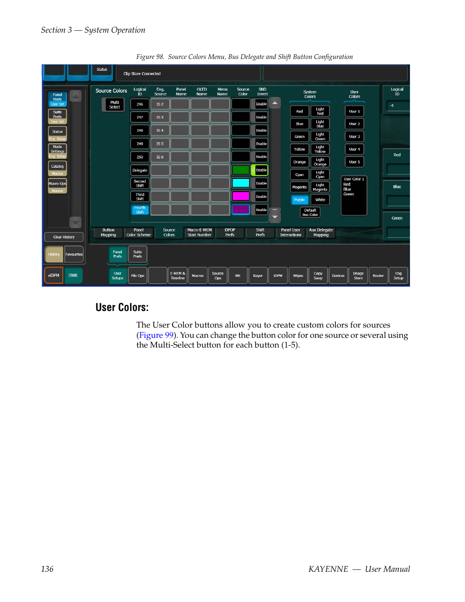 User colors, Figure 98 | Grass Valley Kayenne v.3.0 User Manual | Page 136 / 480