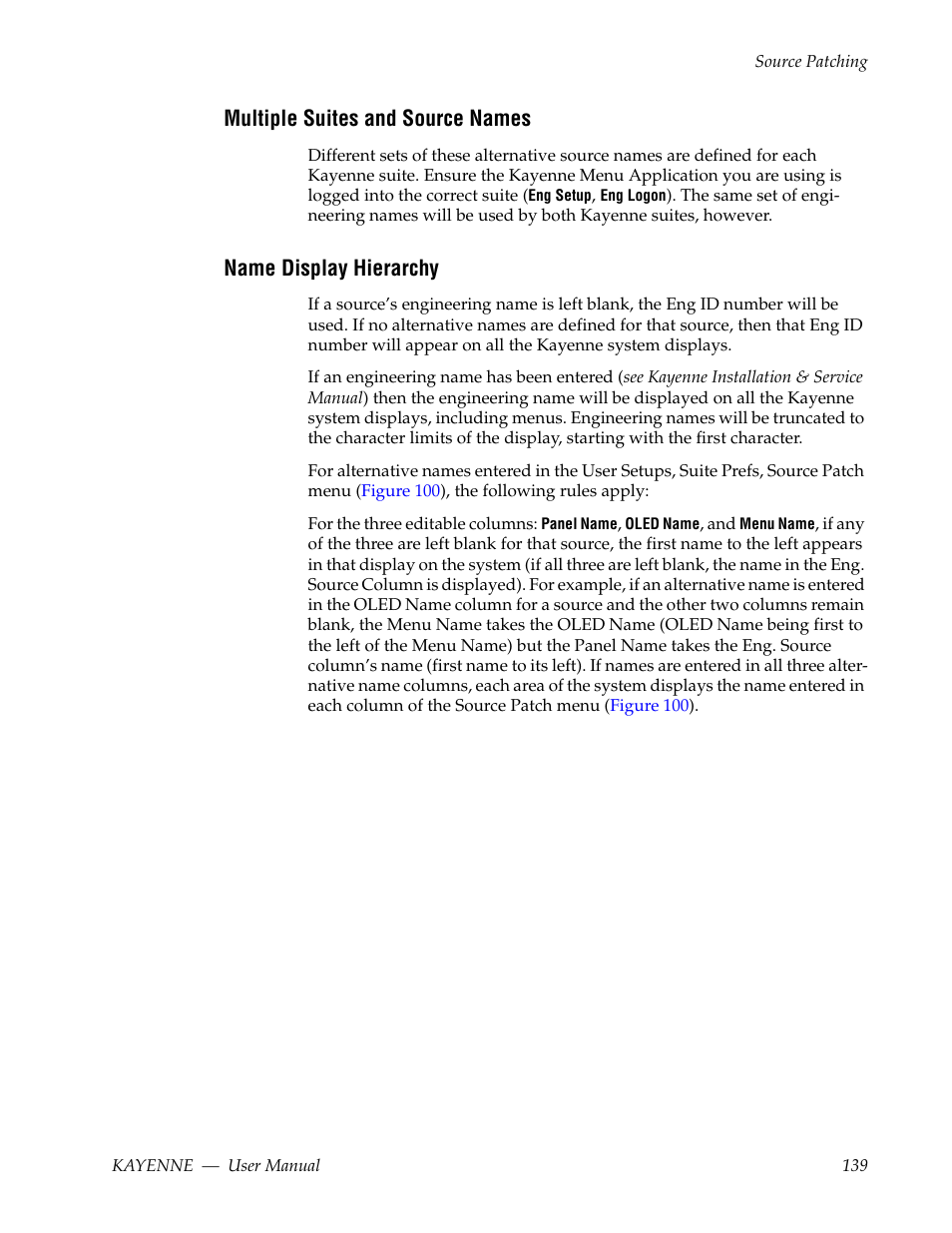 Multiple suites and source names, Name display hierarchy | Grass Valley Kayenne v.3.0 User Manual | Page 139 / 480