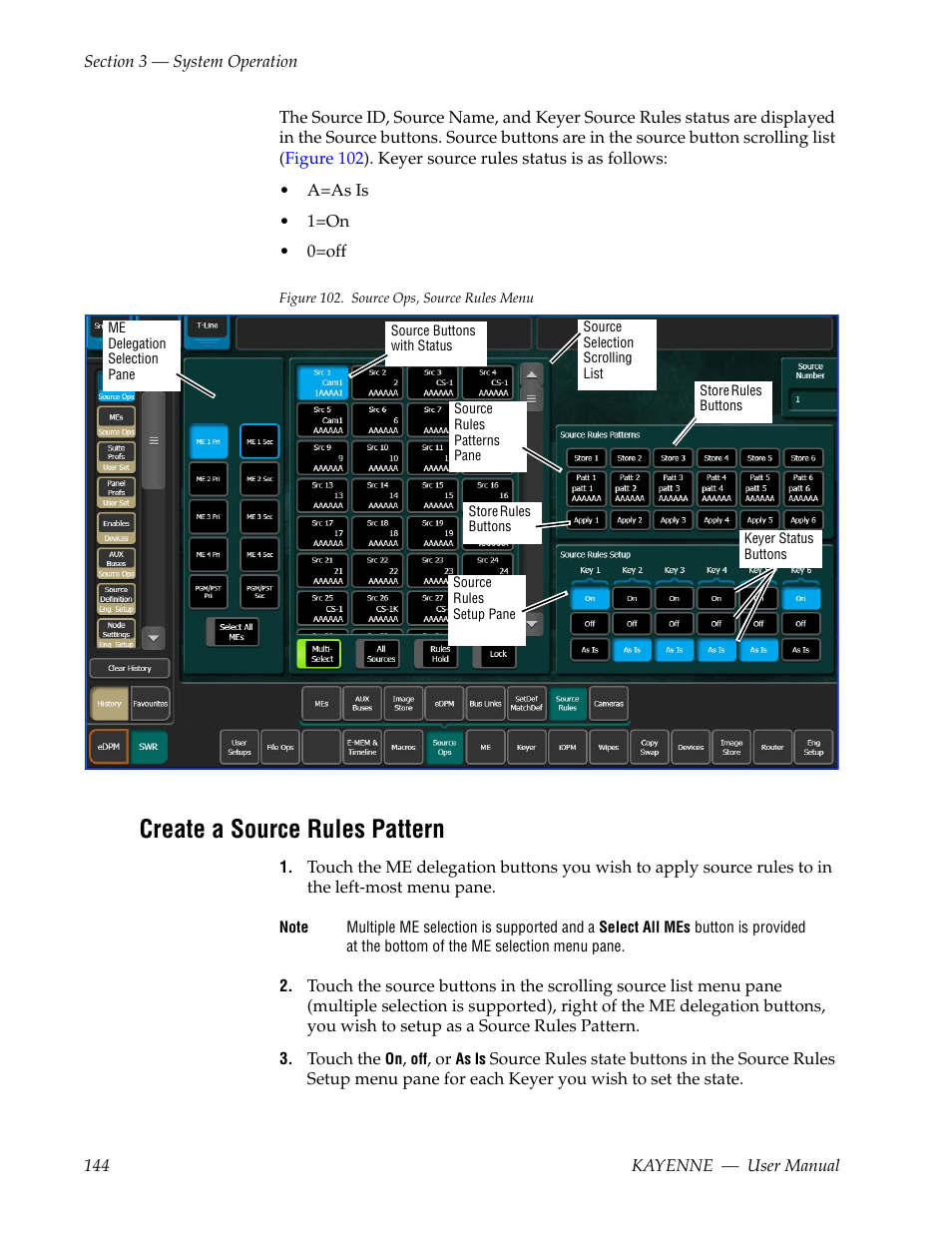 Create a source rules pattern | Grass Valley Kayenne v.3.0 User Manual | Page 144 / 480