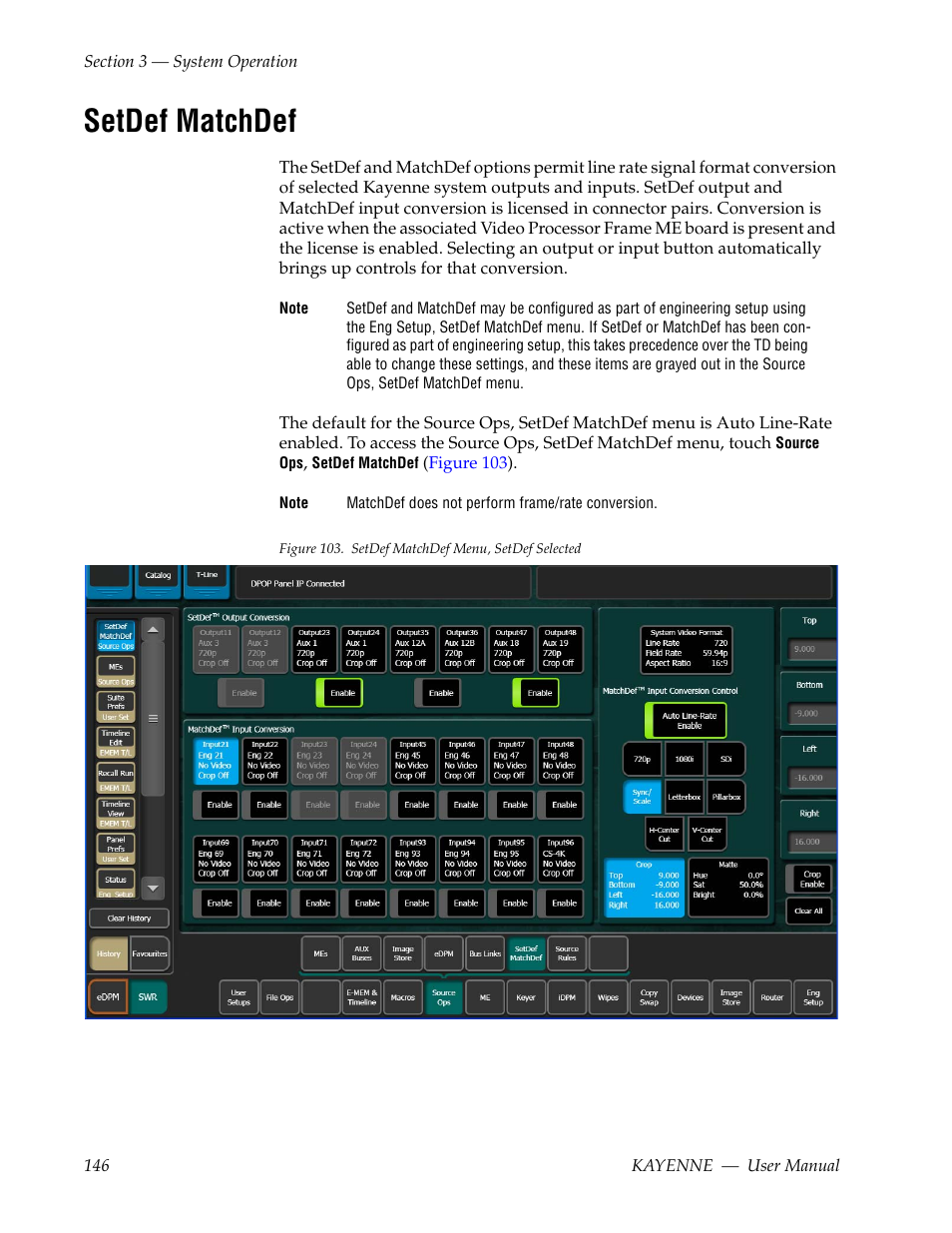 Setdef matchdef | Grass Valley Kayenne v.3.0 User Manual | Page 146 / 480