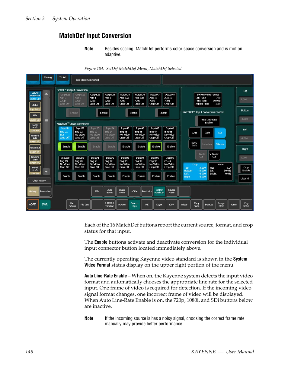 Matchdef input conversion | Grass Valley Kayenne v.3.0 User Manual | Page 148 / 480