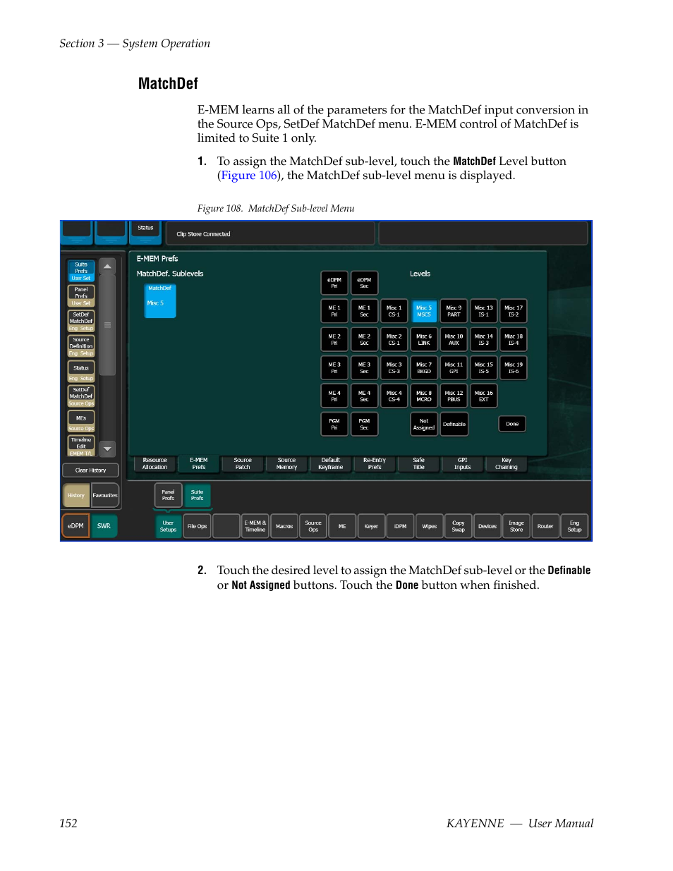 Matchdef | Grass Valley Kayenne v.3.0 User Manual | Page 152 / 480