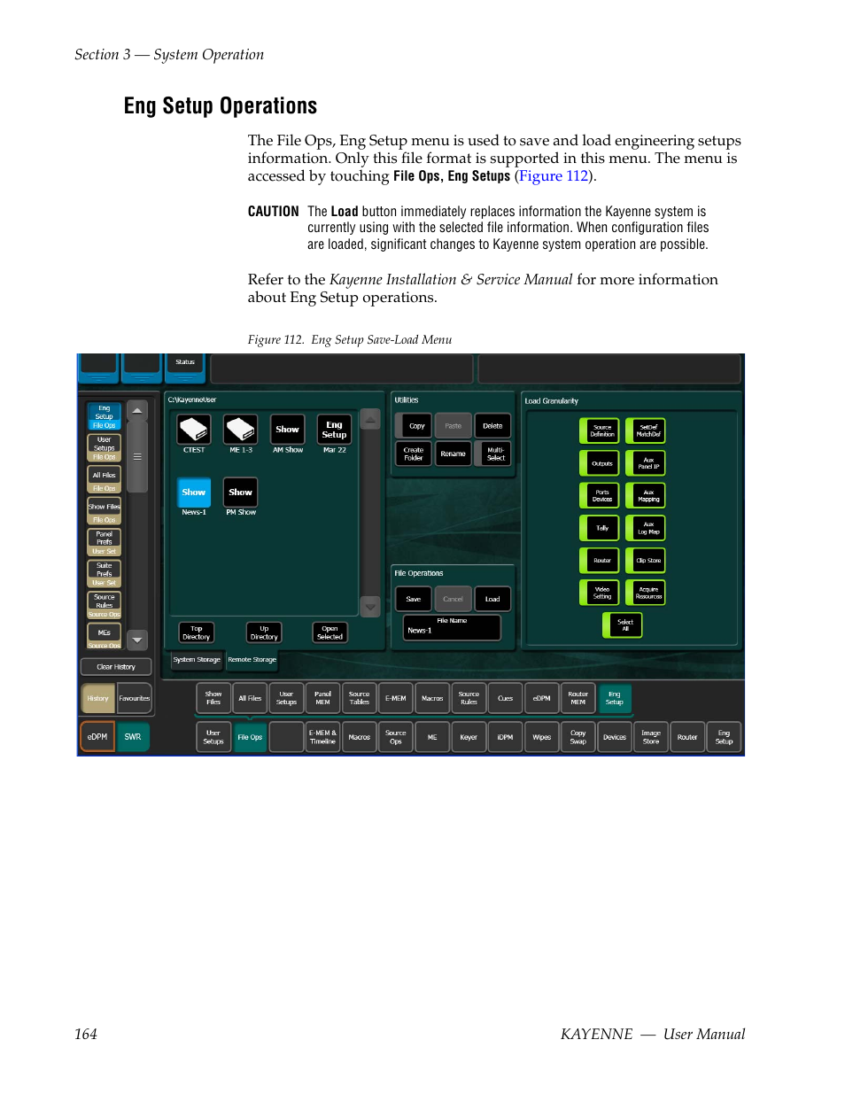 Eng setup operations | Grass Valley Kayenne v.3.0 User Manual | Page 164 / 480